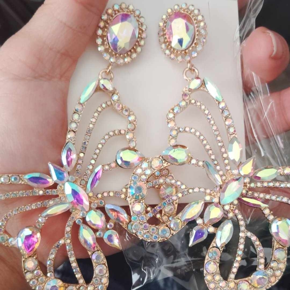 Gold Chandelier Earrings with Intricate Design